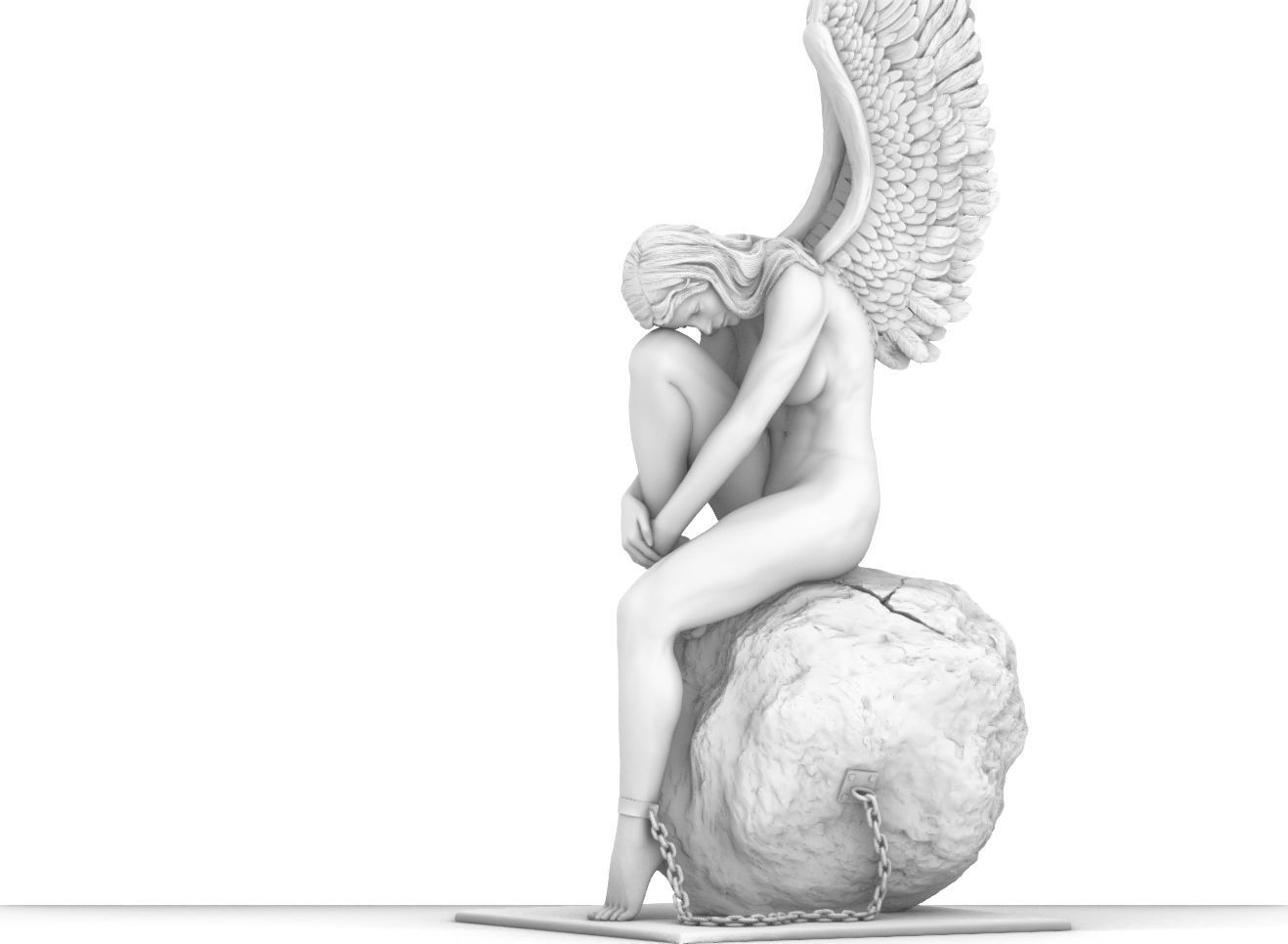 angel beautiful woman 3D print model_2