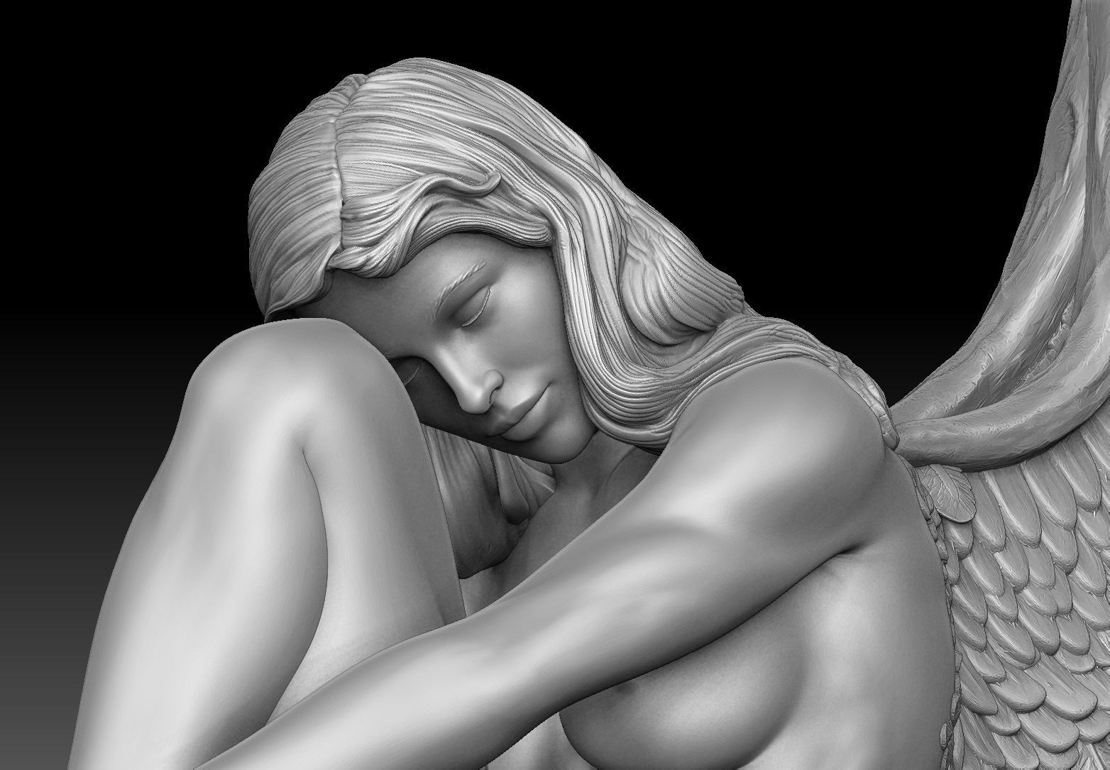 angel beautiful woman 3D print model_6