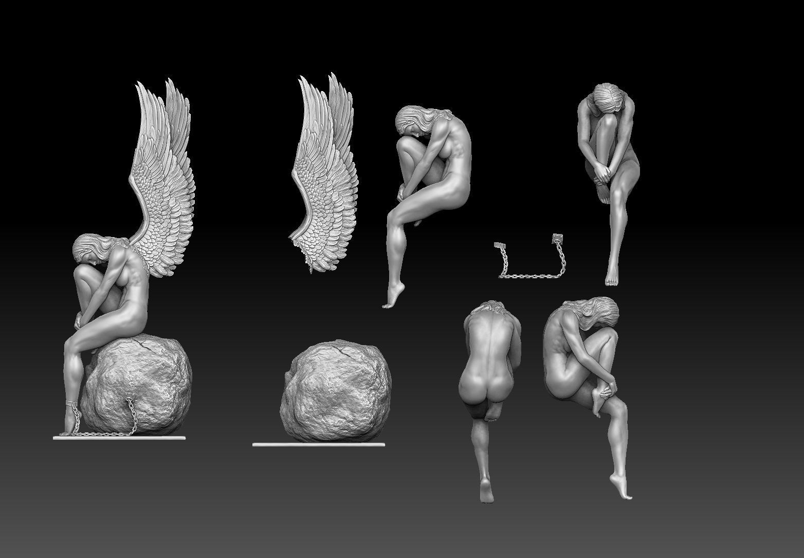 angel beautiful woman 3D print model_9