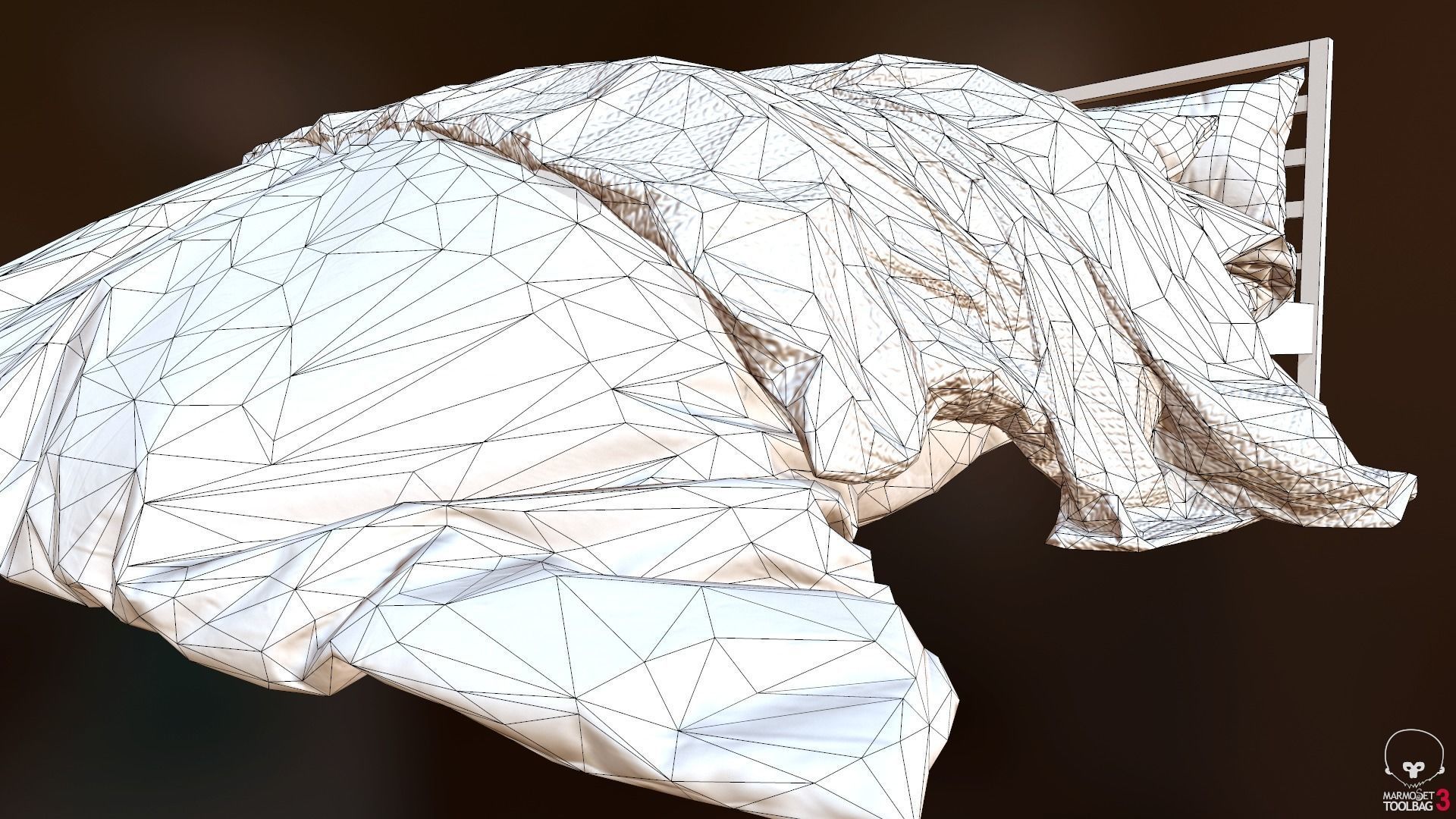 Low Poly bed model with PBR matkit Low-poly 3D model_20
