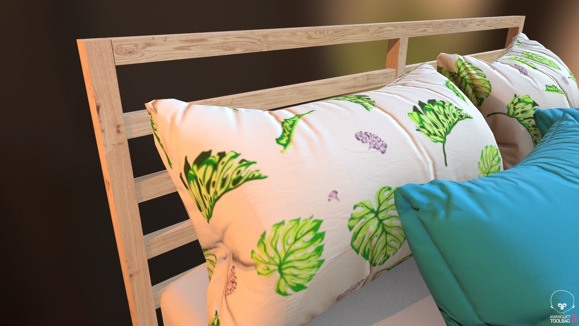 Low Poly bed model with PBR matkit Low-poly 3D model_15