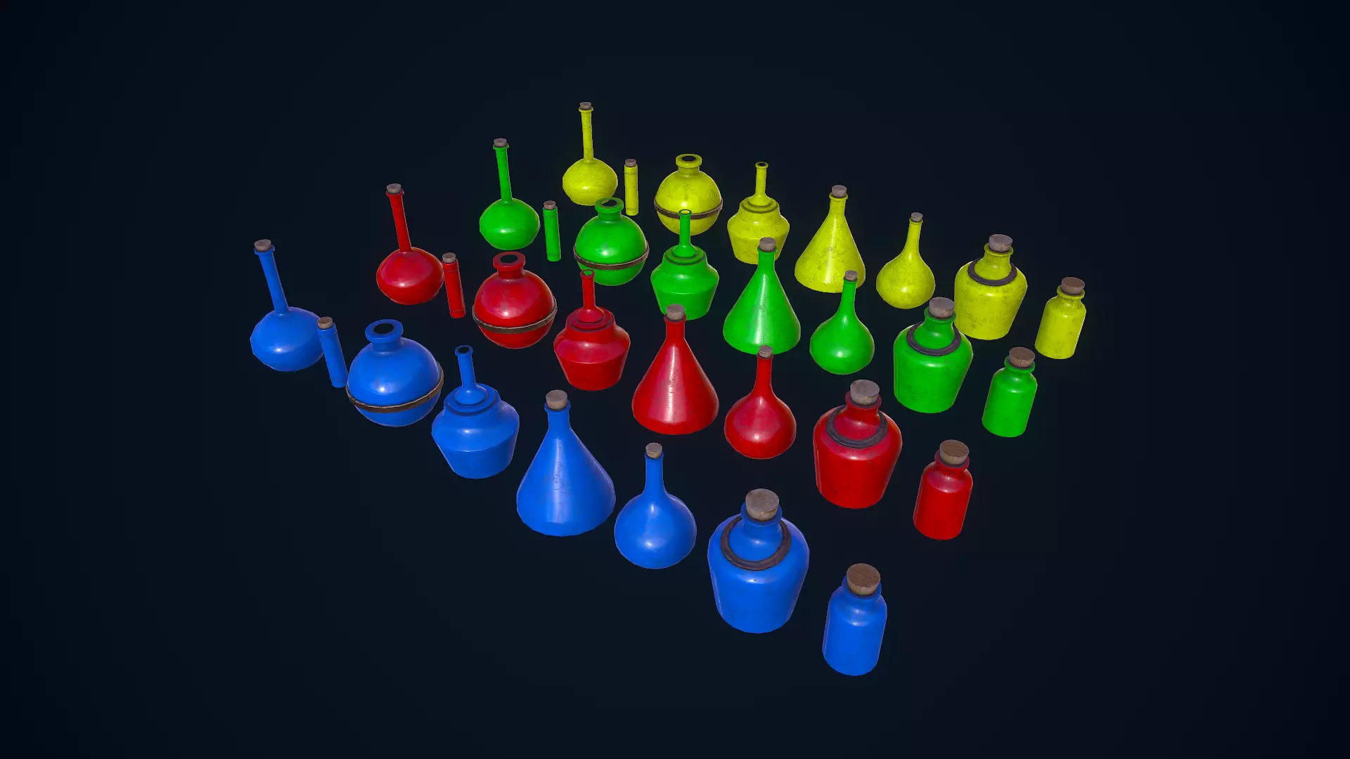 Potion Bottles Low-poly 3D model_0
