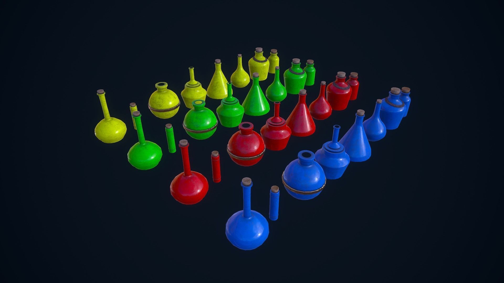 Potion Bottles Low-poly 3D model_22