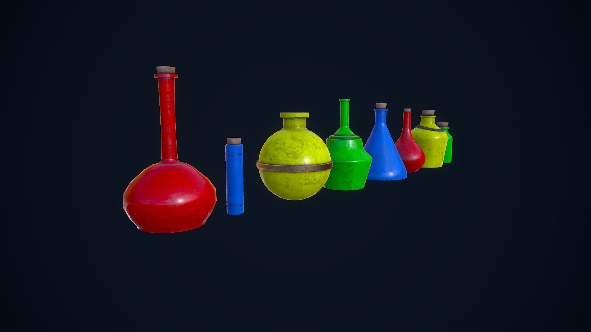 Potion Bottles Low-poly 3D model_3