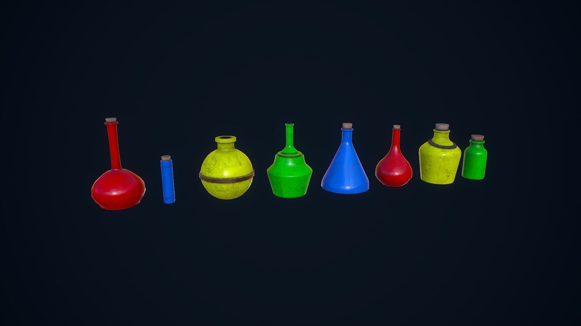 Potion Bottles Low-poly 3D model_2