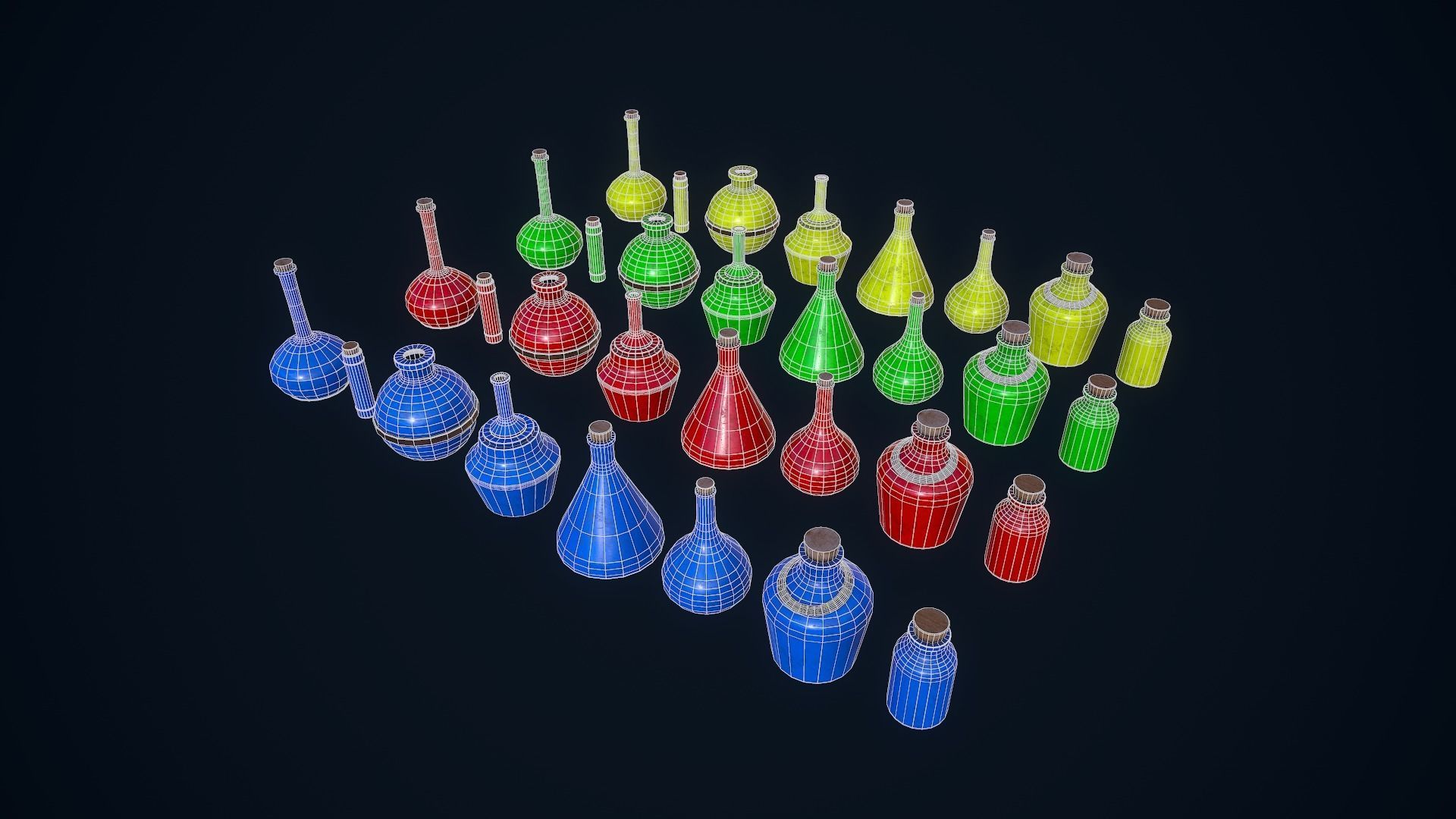 Potion Bottles Low-poly 3D model_20