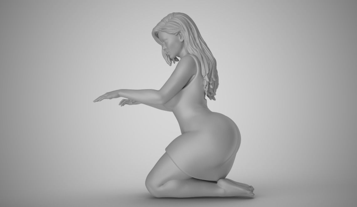 Woman Work on Knees 3D print model_1