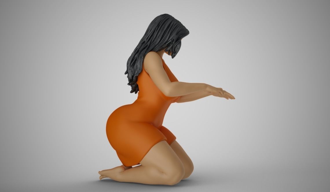 Woman Work on Knees 3D print model_6