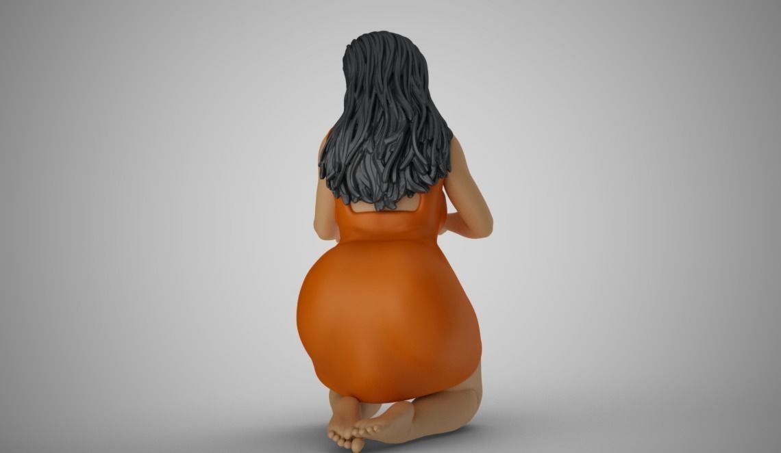 Woman Work on Knees 3D print model_8