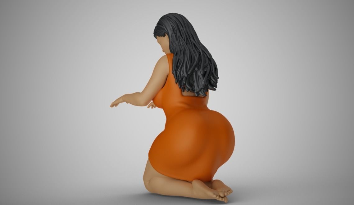 Woman Work on Knees 3D print model_9
