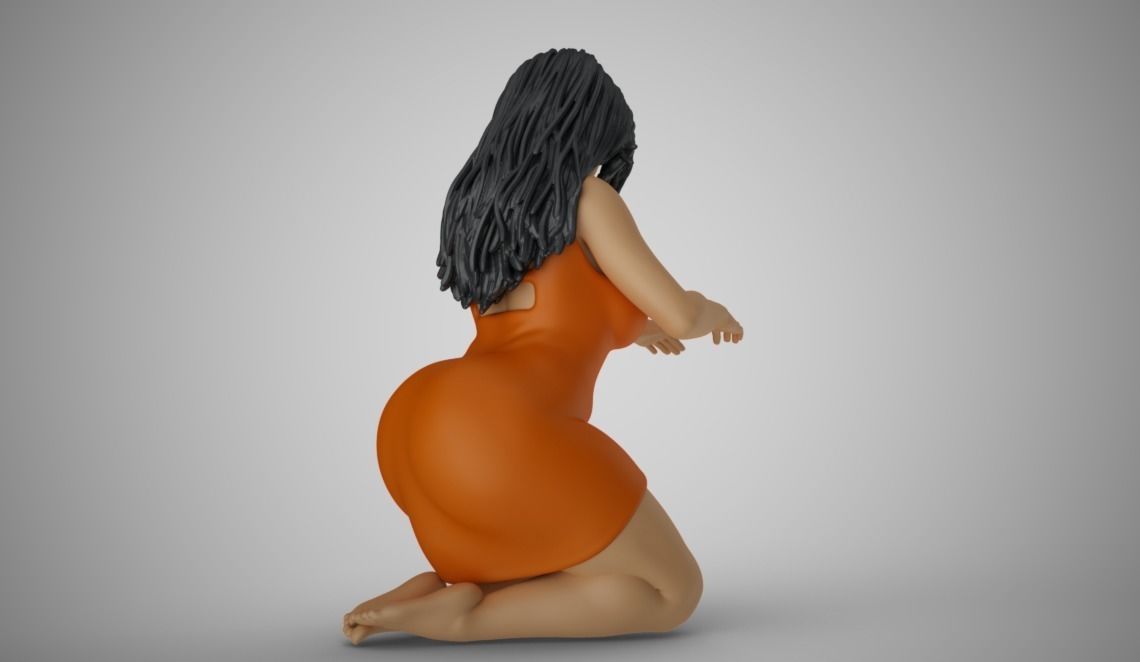Woman Work on Knees 3D print model_7