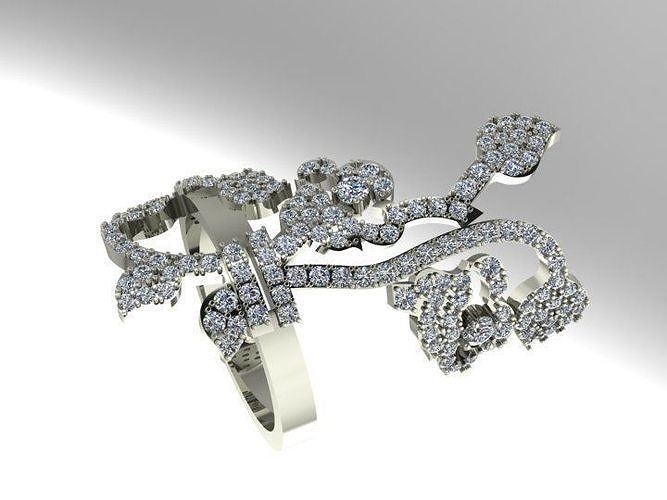 Ring with flowers for index finger Free 3D print model