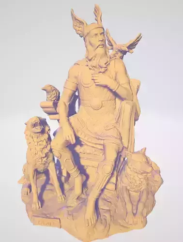 Odin Sitting With Wolves And Crows 