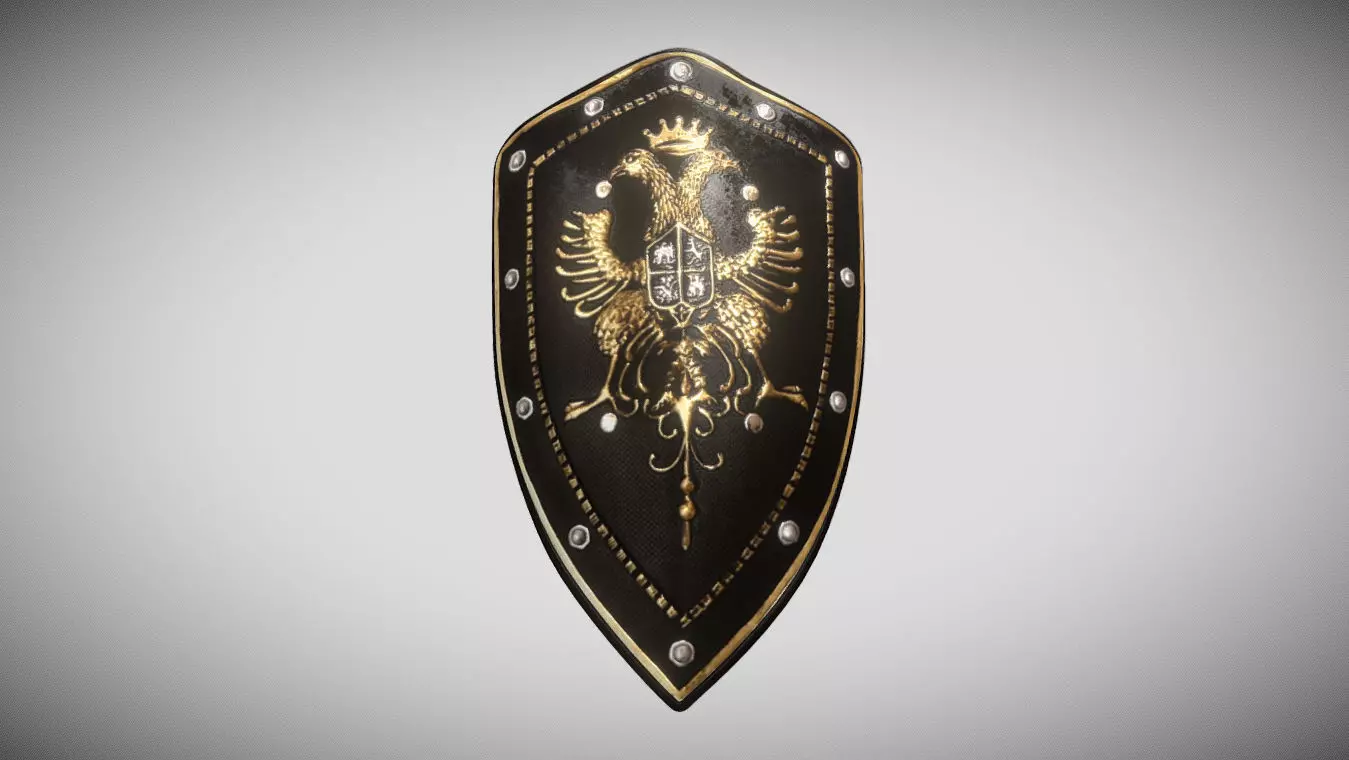 Eagles Medieval Battle Shield Low-poly 3D model_0