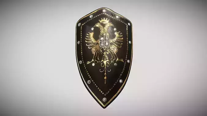 Eagles Medieval Battle Shield Low-poly 3D model