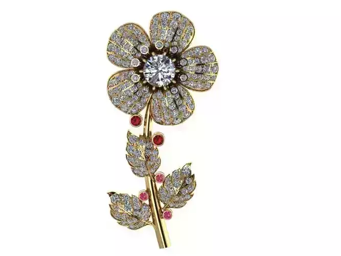 Flower brooche 3D print model