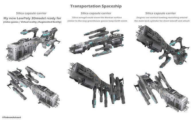 Transportation Spaceship Low-poly 3D model