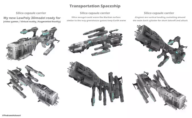 Transportation Spaceship Low-poly 3D model