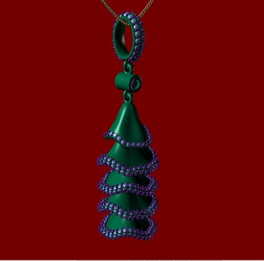 Jingle bell diamond pendant 3D print model_3