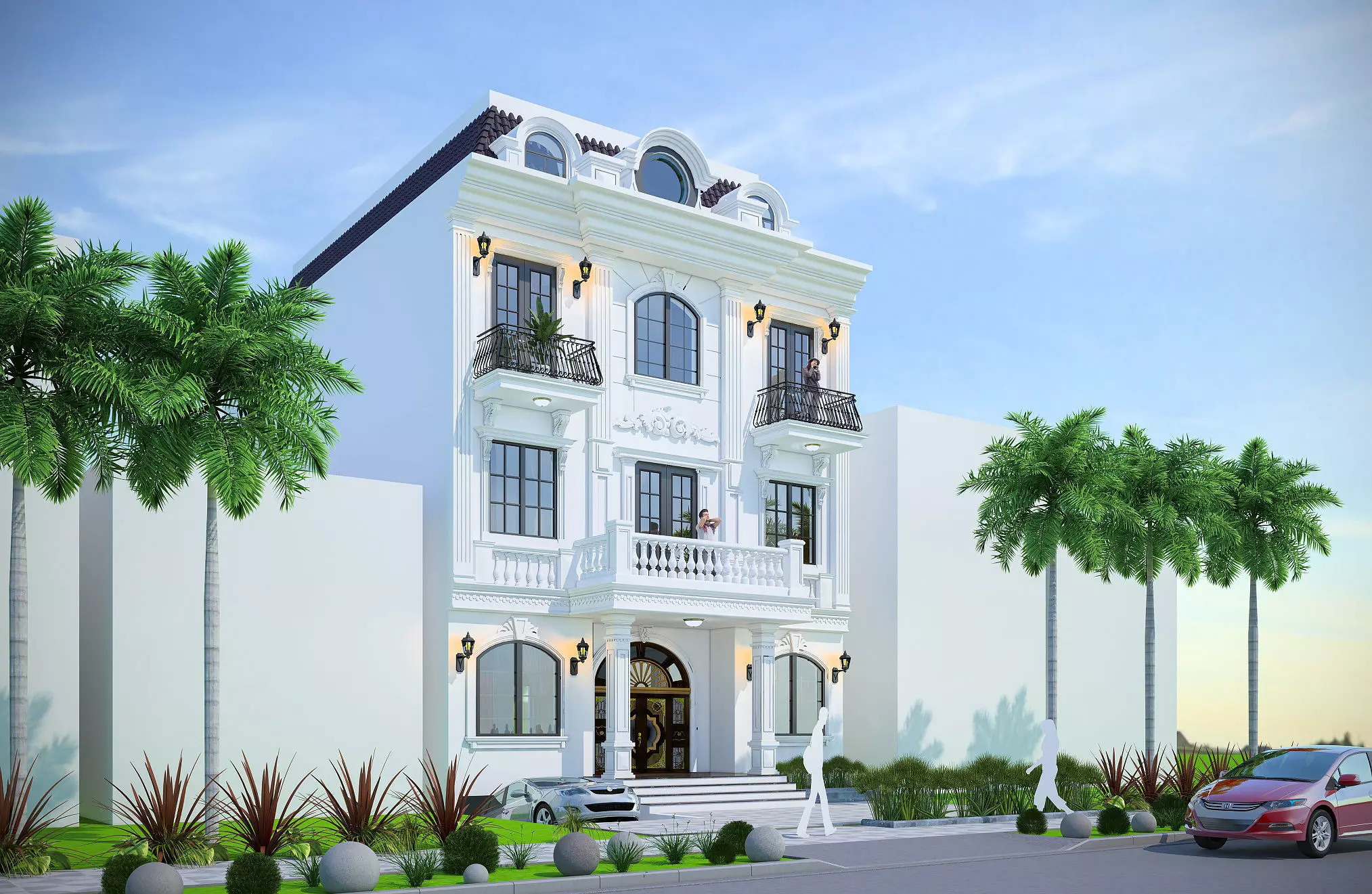 Classic villa exterior 3D model_0