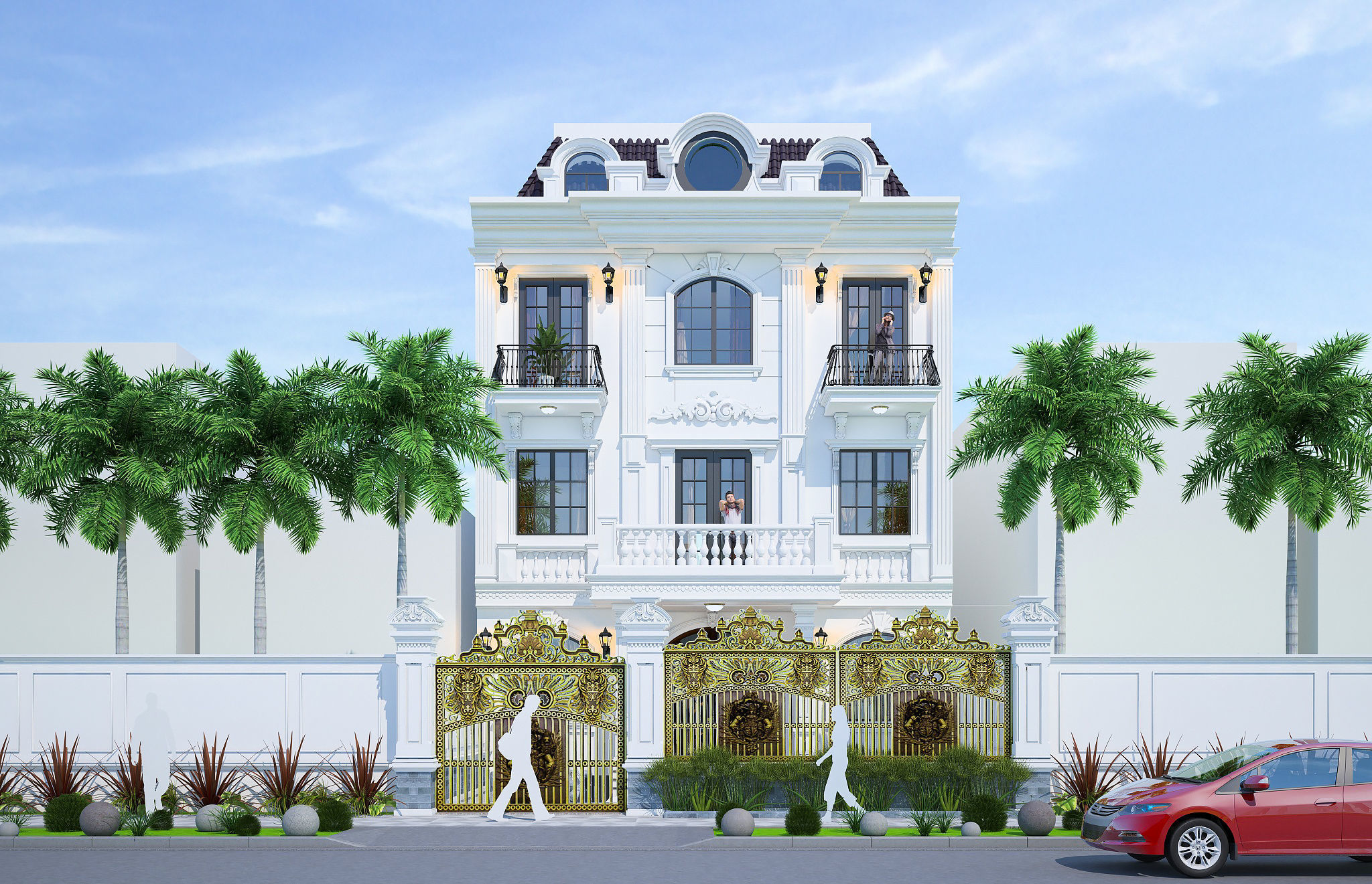 Classic villa exterior 3D model_1
