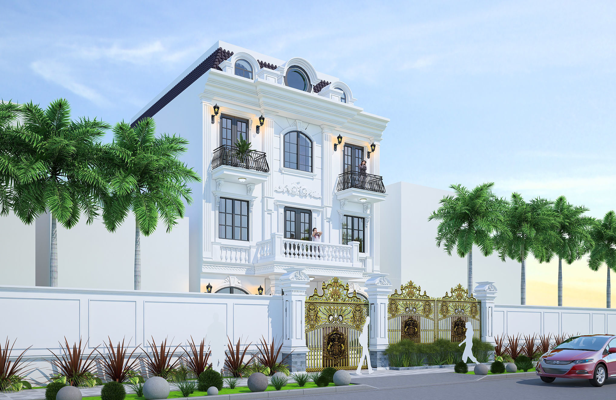 Classic villa exterior 3D model_2