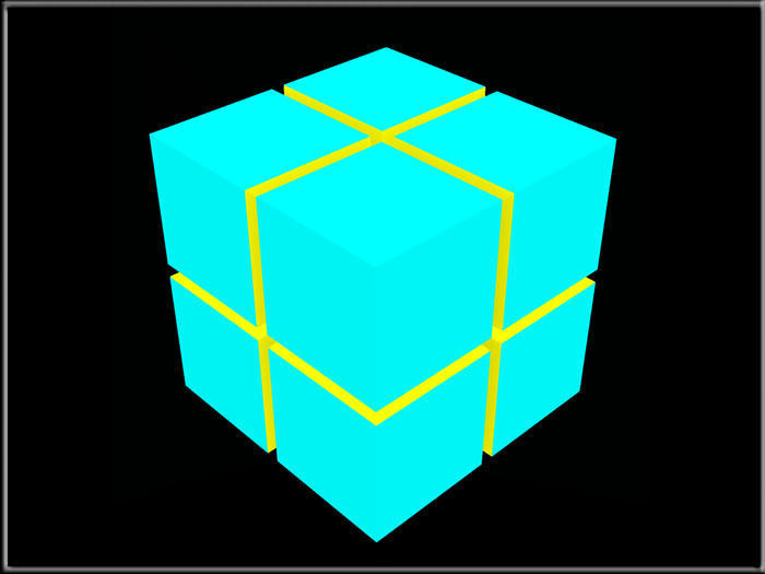 Cube with Cross groove Low-poly 3D model_4
