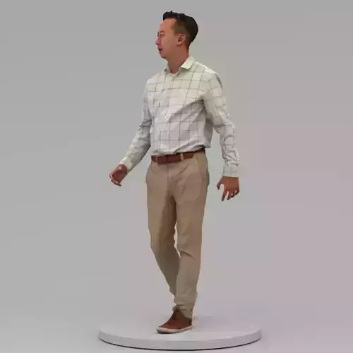 A Middle-aged Man Walking Along 3D model