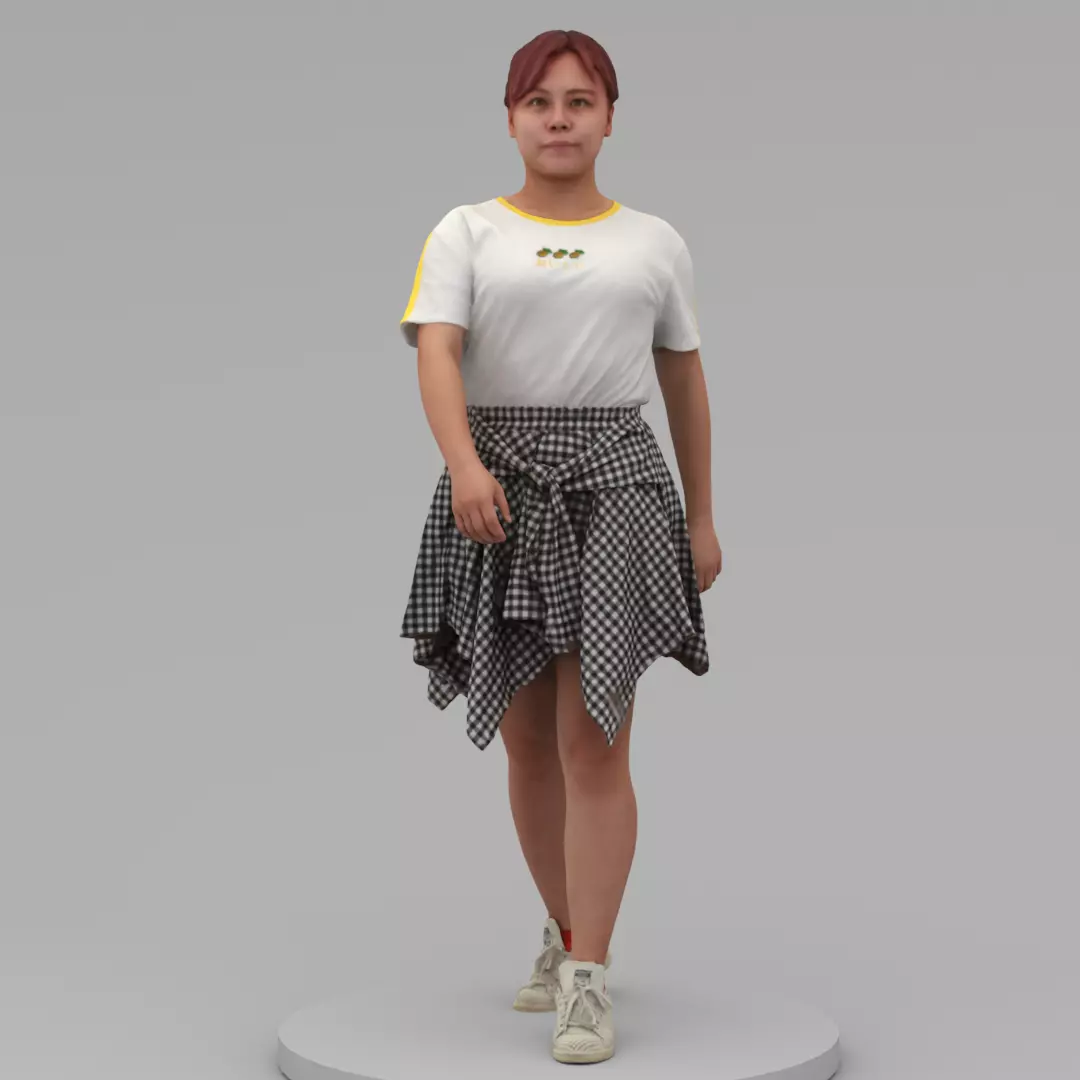 A Fat Woman Walking Along 3D model_0