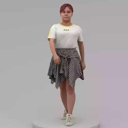 A Fat Woman Walking Along 3D model