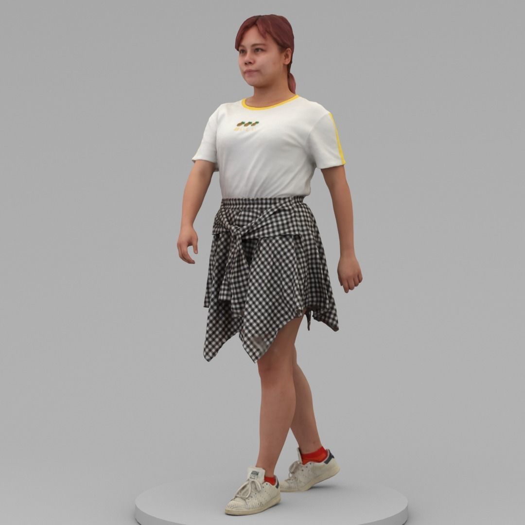 A Fat Woman Walking Along 3D model_1