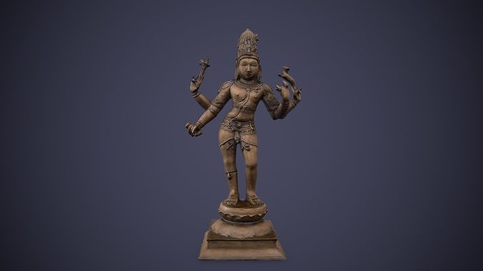  Bronze Standing Lord Siva Sculpture  Low-poly 3D model