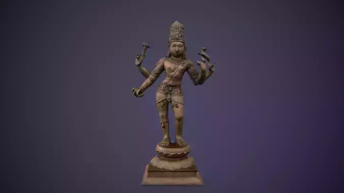 Bronze Standing Lord Siva Sculpture  Low-poly 3D model