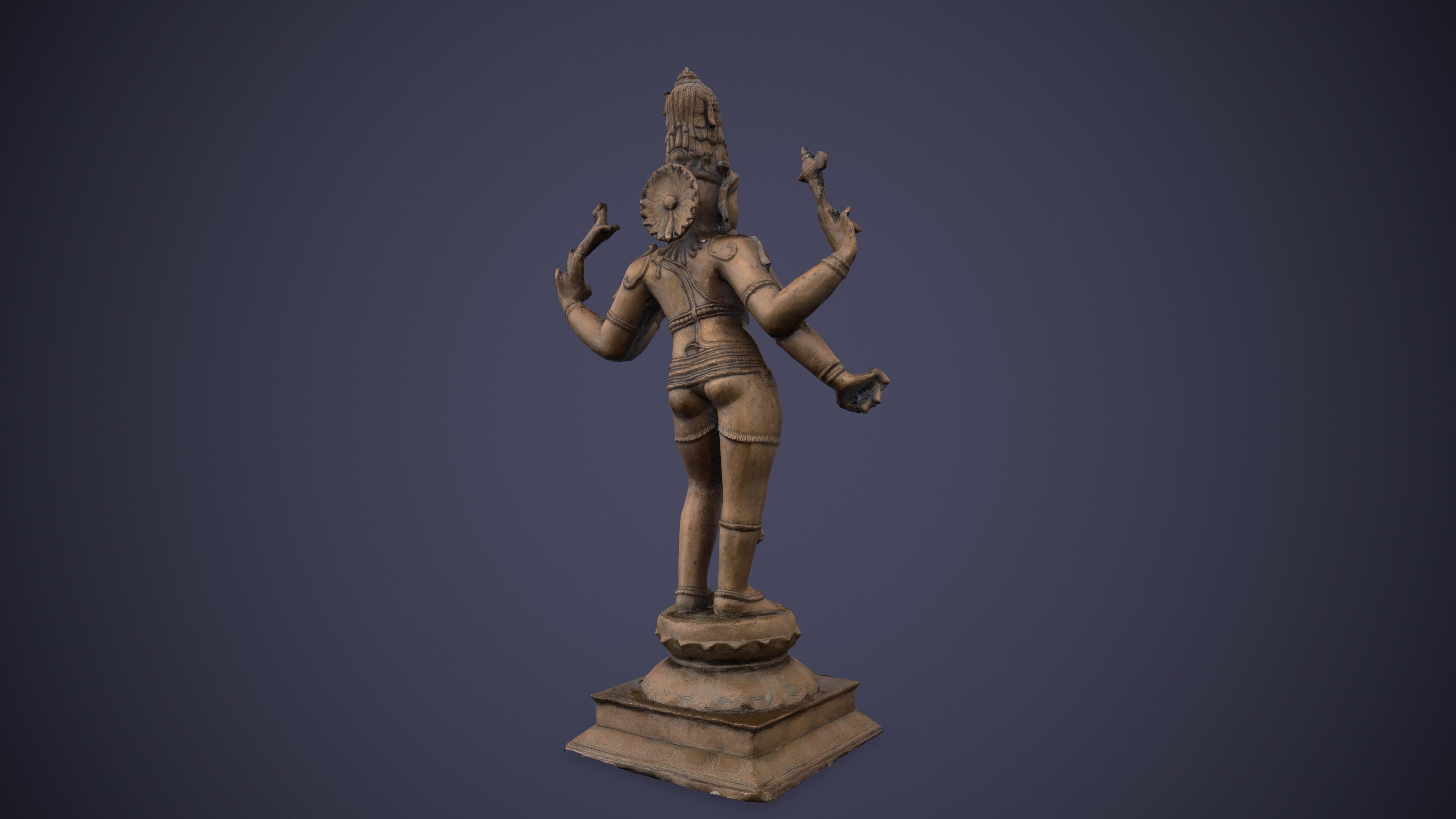 Bronze Standing Lord Siva Sculpture Low-poly 3D model_5