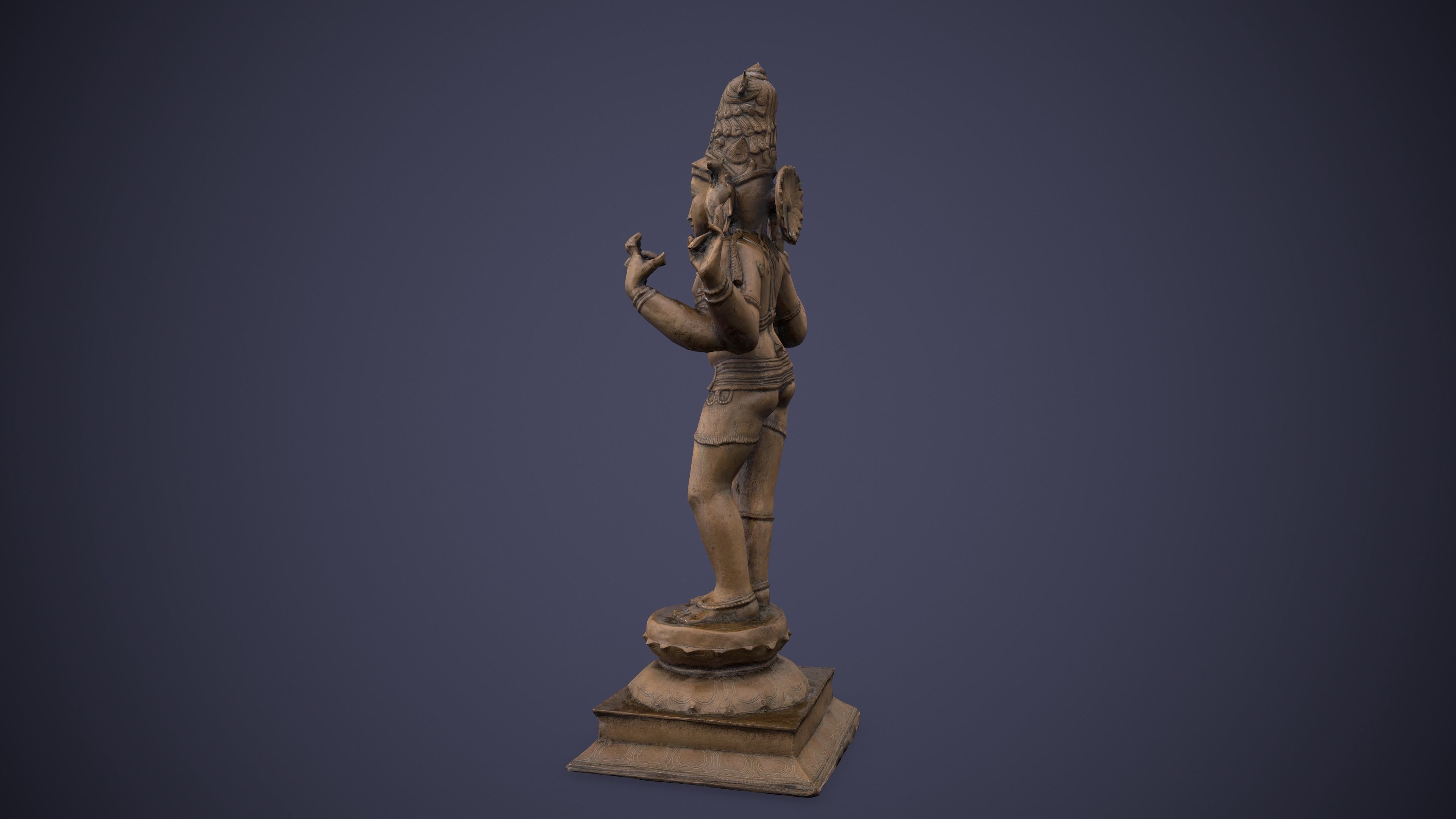 Bronze Standing Lord Siva Sculpture Low-poly 3D model_8