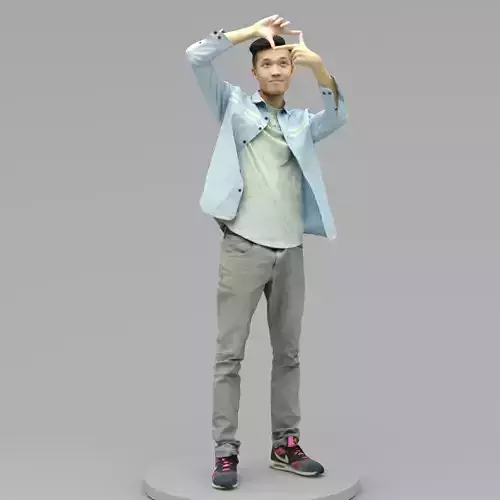 A Handsome Man Looking And Focusing 3D model