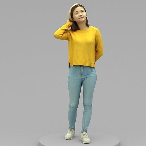 A Young Woman Walking Along 3D model