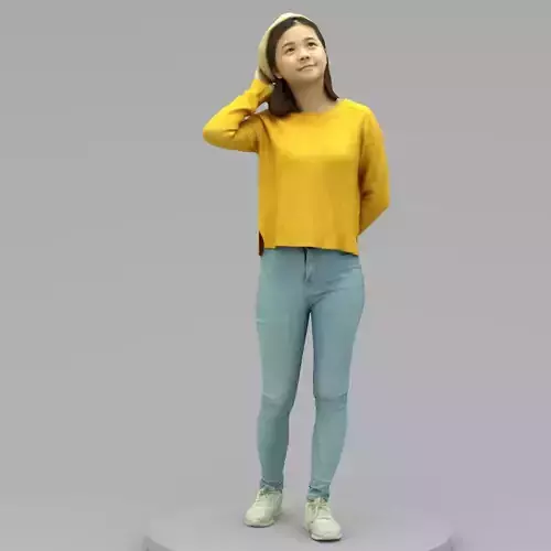 A Young Woman Walking Along 3D model