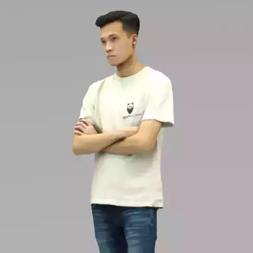 A Handsome Young Man with Arms Crossed In Half Body Portrait 