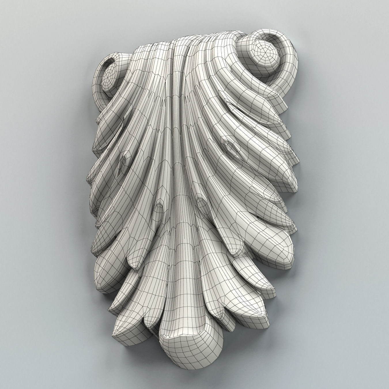 Carved decor vertical 007 3D model_7