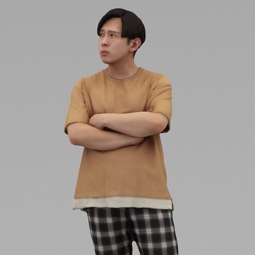 A Relaxed  Young Man With Arms Crossed In Half Body Portrait  3D model