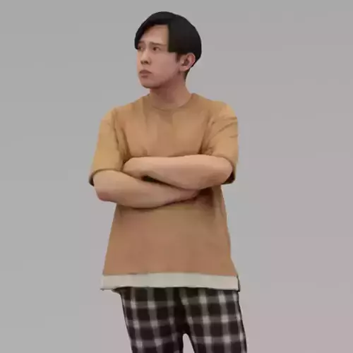 A Relaxed  Young Man With Arms Crossed In Half Body Portrait 