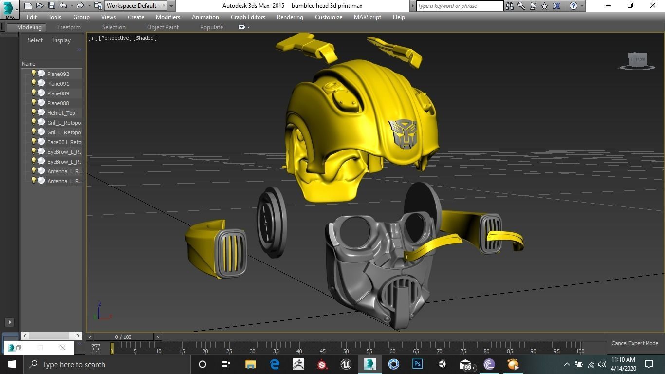 Bumblebee Head Model 3D print model_3