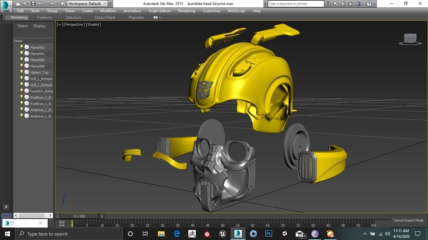Bumblebee Head Model 3D print model_6