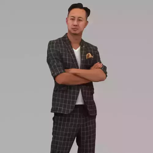 A Serious Man  With Arms Crossed In Half Body Portrait 