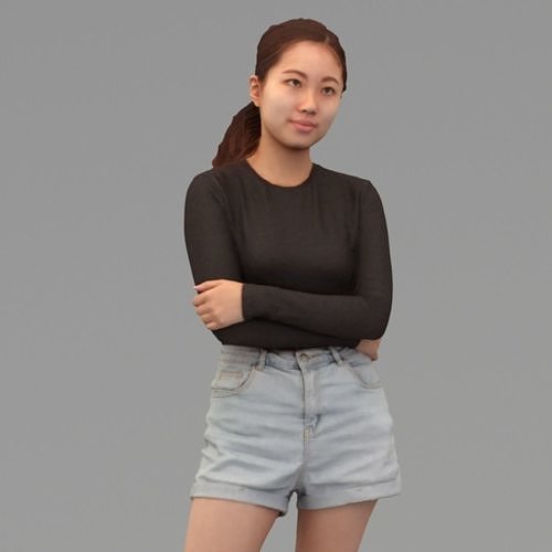 A Young Woman With Arms Crossed In Half Body Portrait  3D model