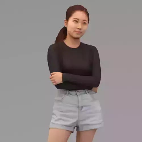 A Young Woman With Arms Crossed In Half Body Portrait 