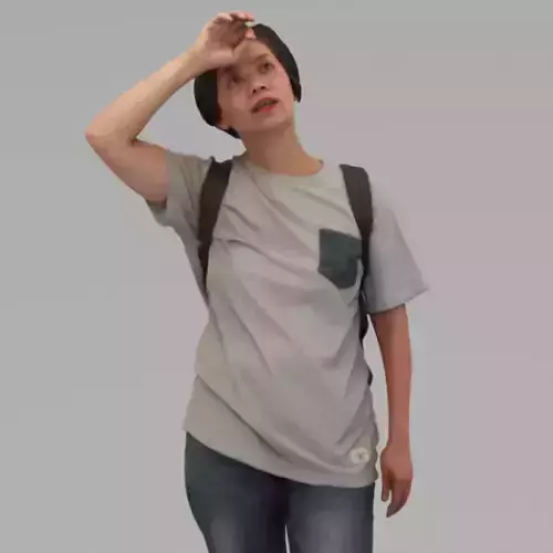 A Middle-age Woman Wearing A Backpack In Half Body Portrait 3D model