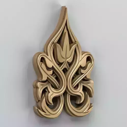 Carved decor vertical 008 3D model
