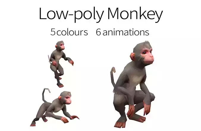 aniamted monkey Low-poly 3D model